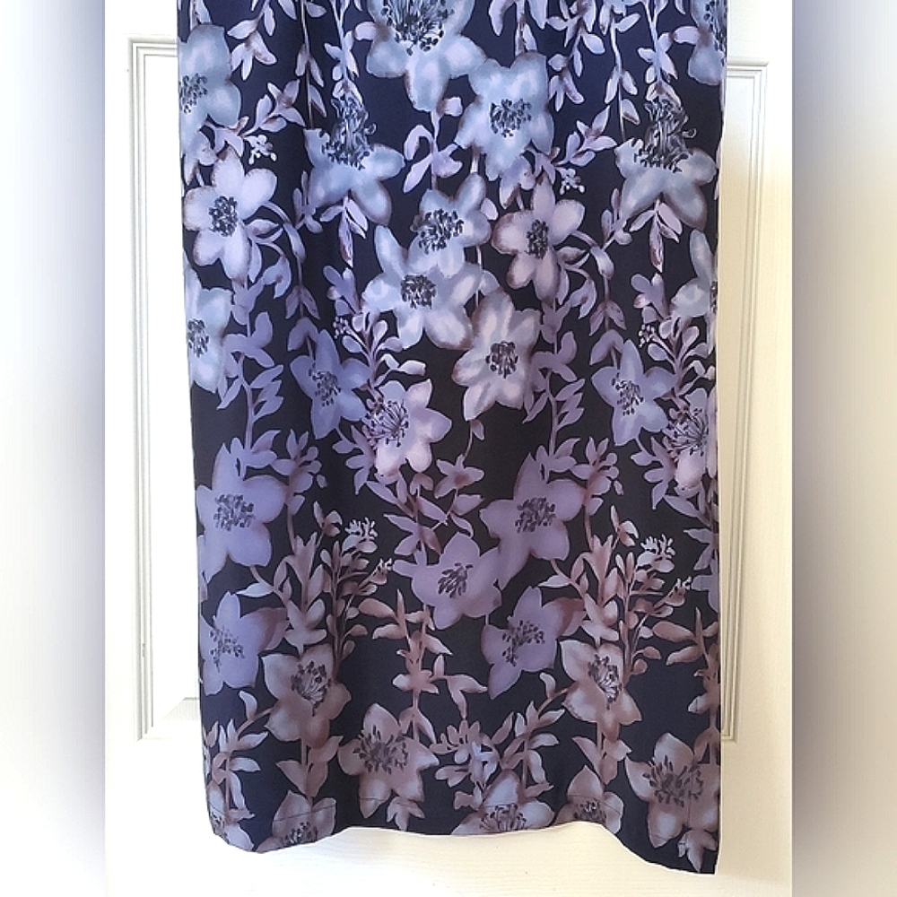 Vintage Norton McNaughton Navy Floral Sleeveless Dress Women's Size 12 - Picture 9 of 11